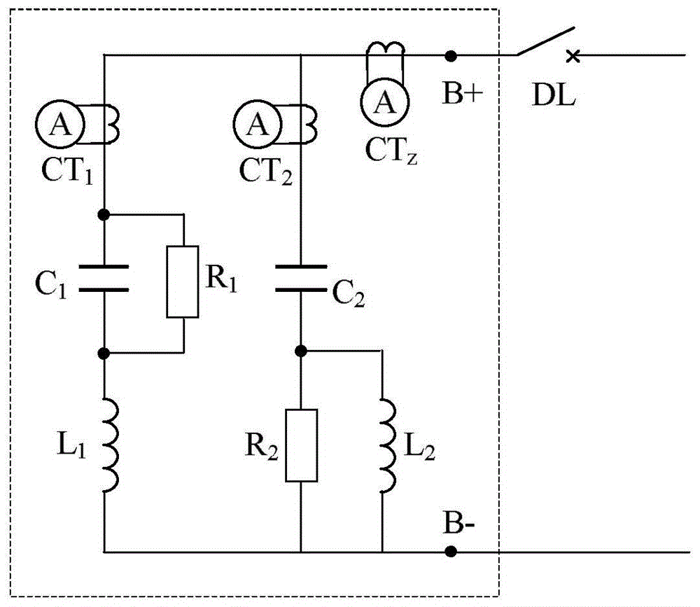 A DC electrified railway traction network induction voltage absorbing device