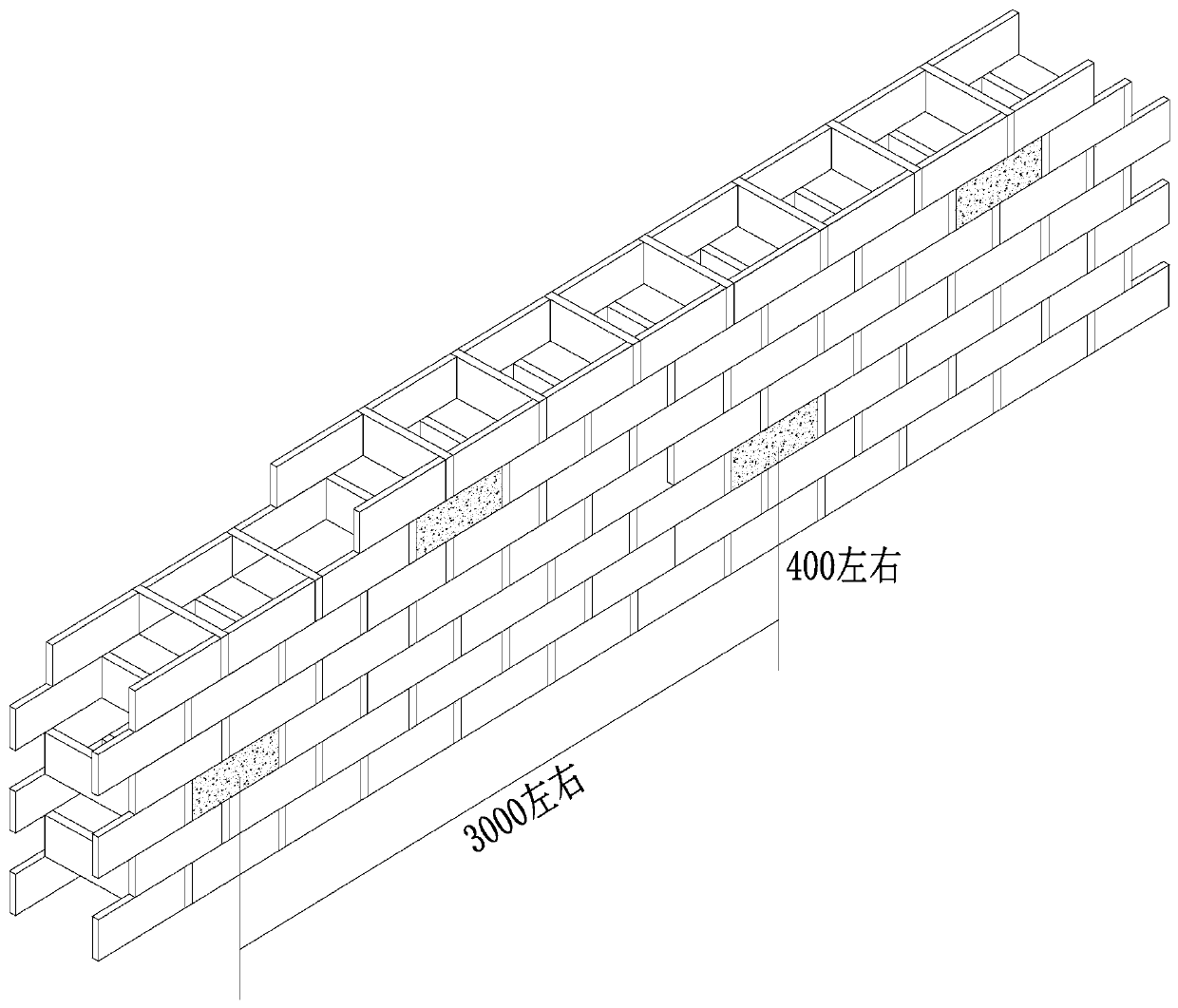 A lightweight foamed concrete material and a construction method for filling traditional empty bucket walls