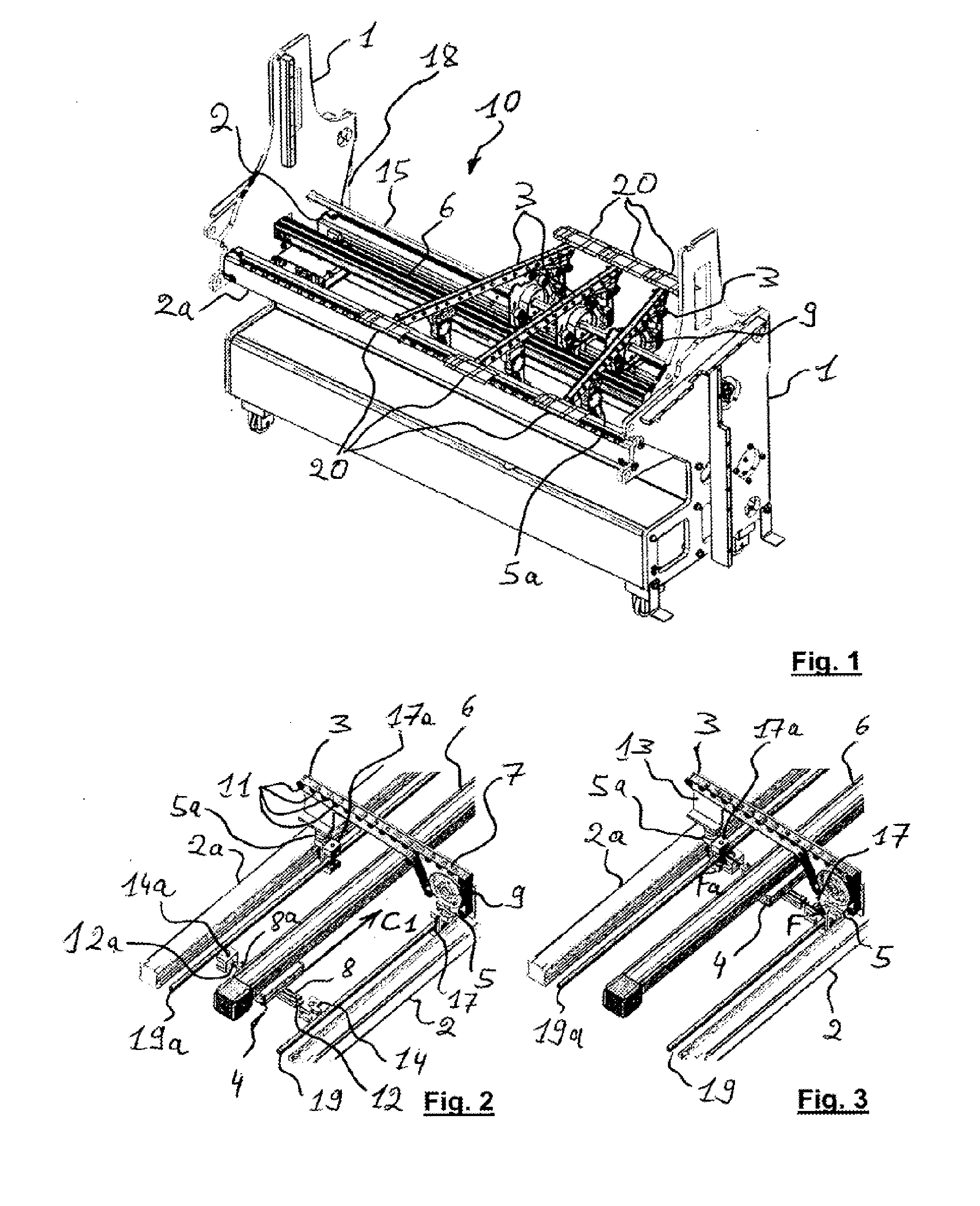 Unit for separating a pre-cut substrate positioned downstream from a cutting unit