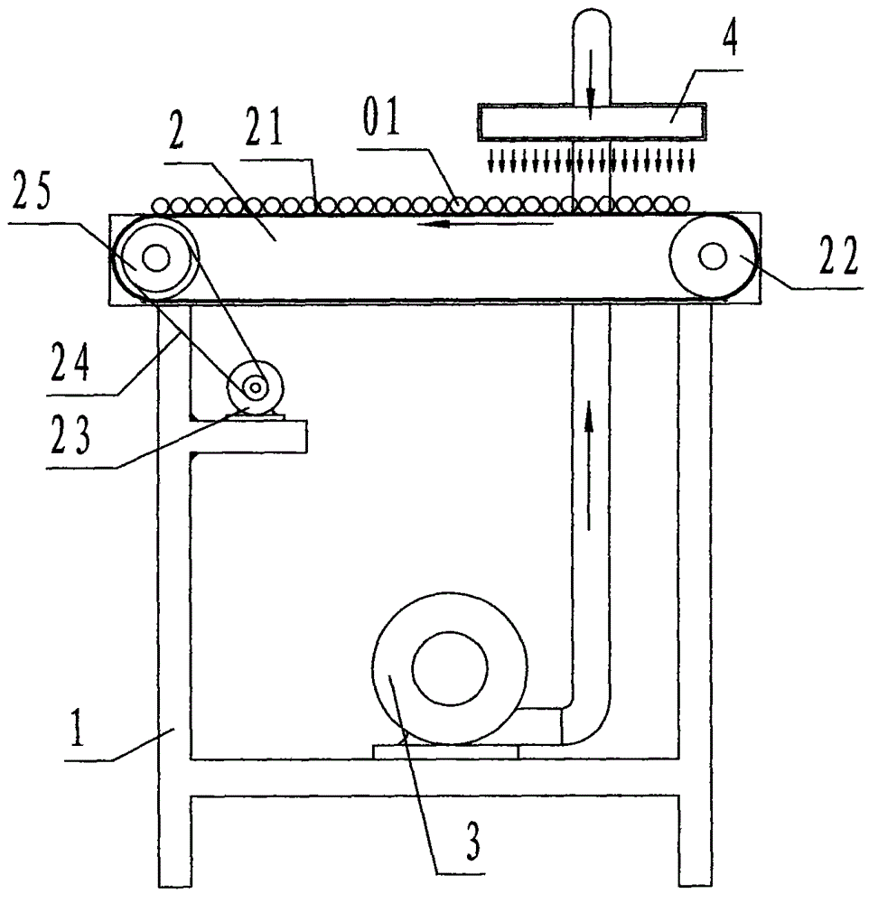 Quick blow-drying device for transfer printing marks of shaping rubber pipe products