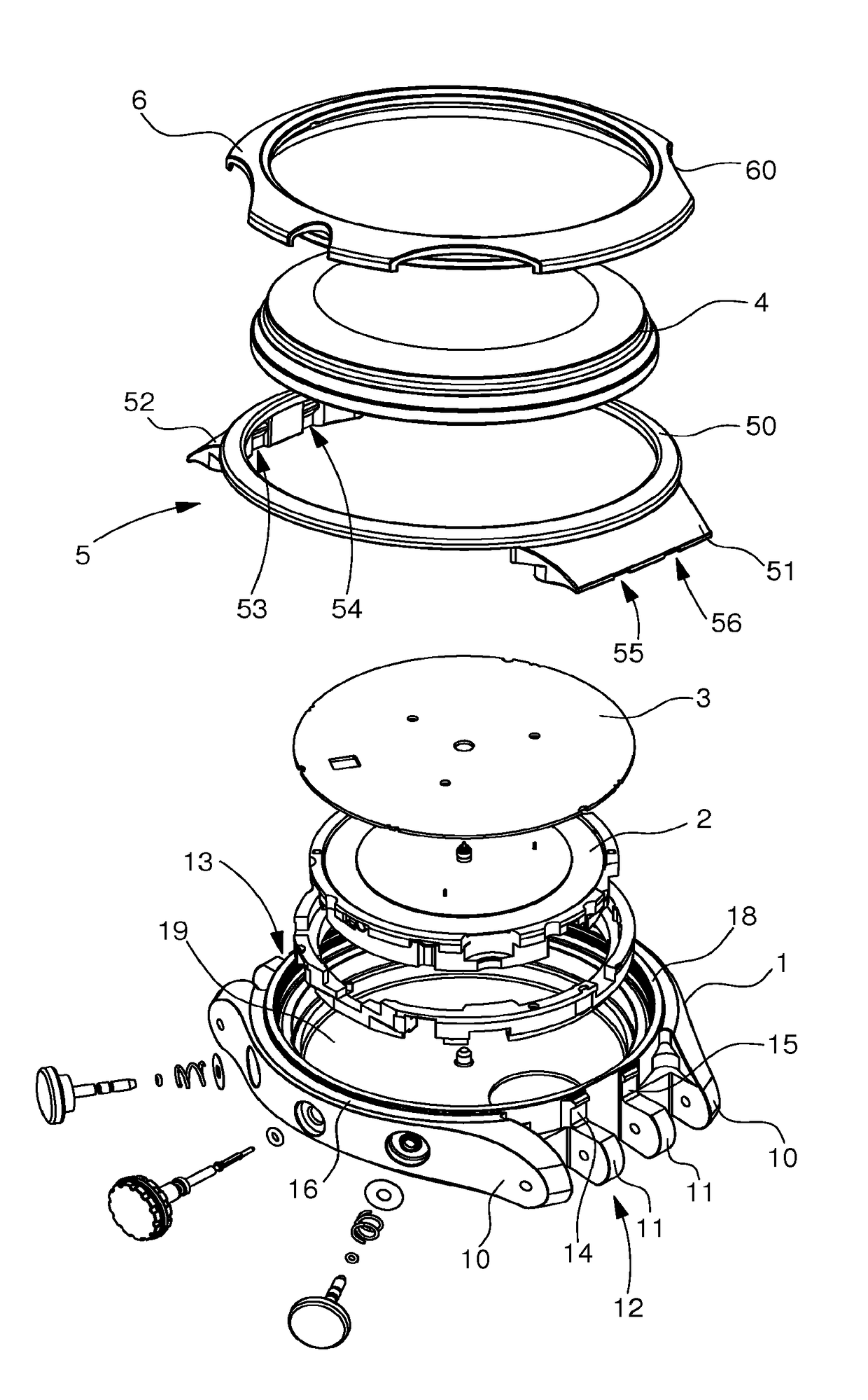 Watch case provided with an external element