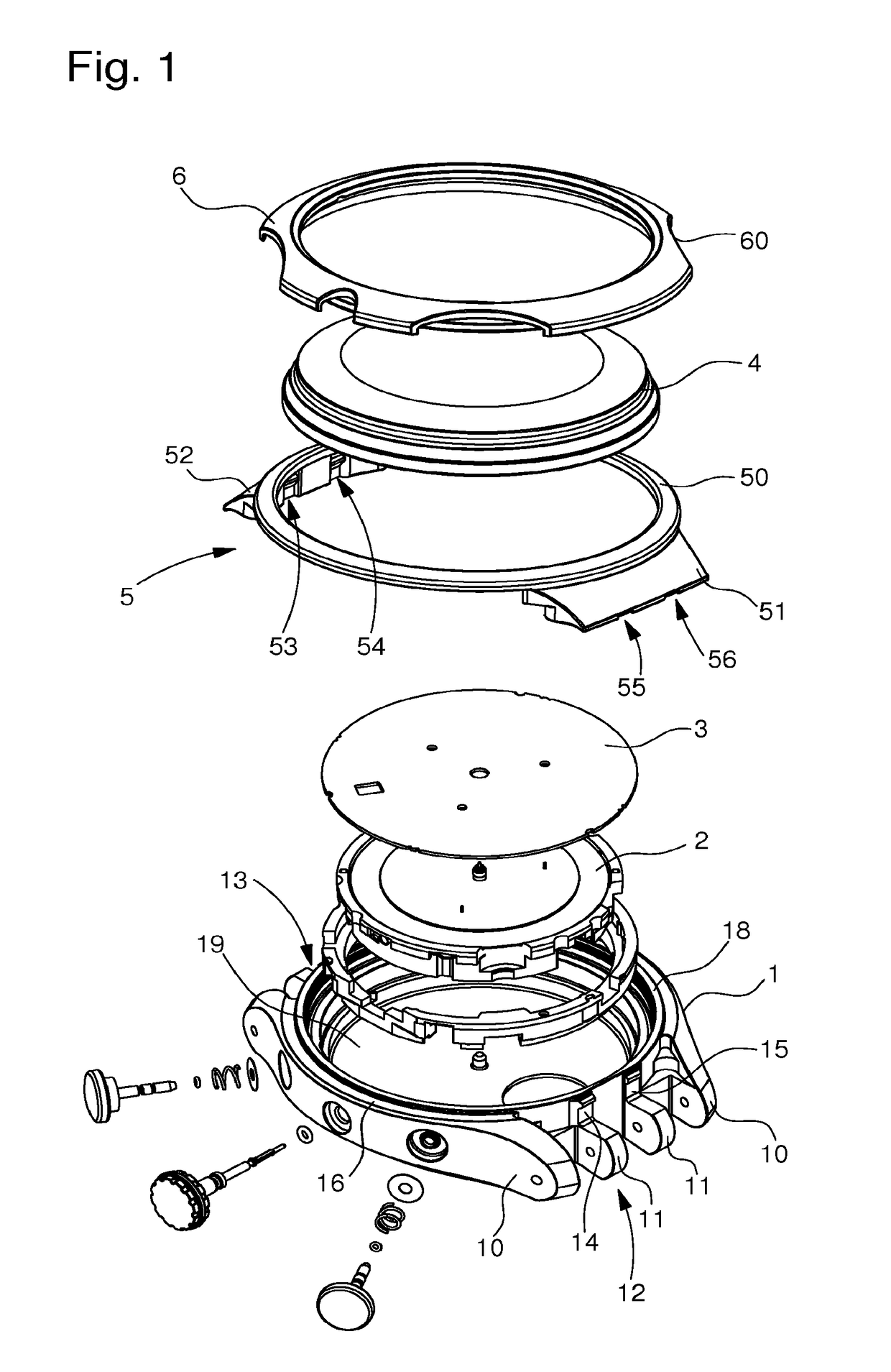 Watch case provided with an external element