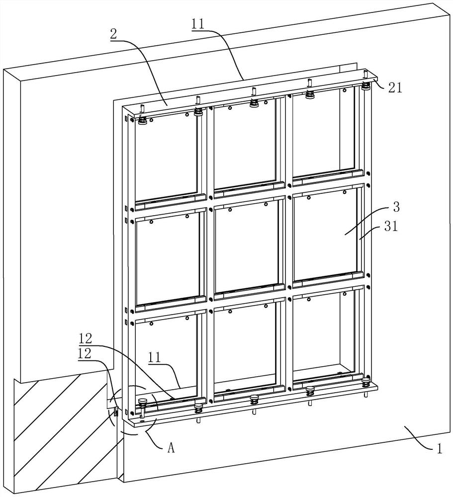 Glass curtain wall structure convenient for quick installation and installation process thereof