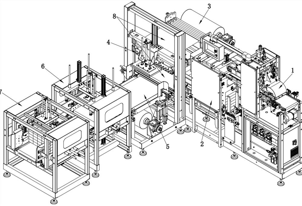 Cigarette degradation film packaging machine and packaging method thereof