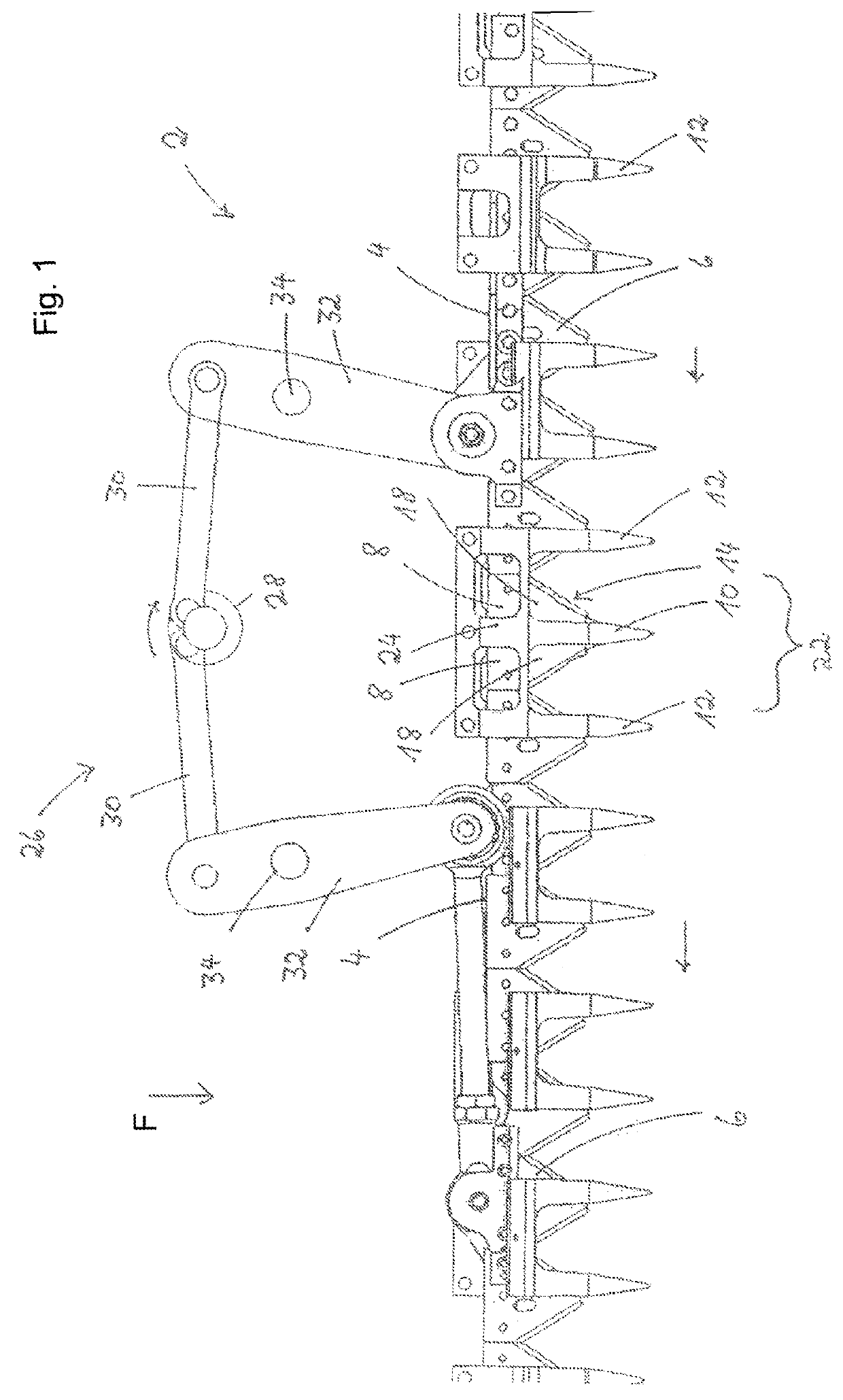 Cutting device for agricultural machines