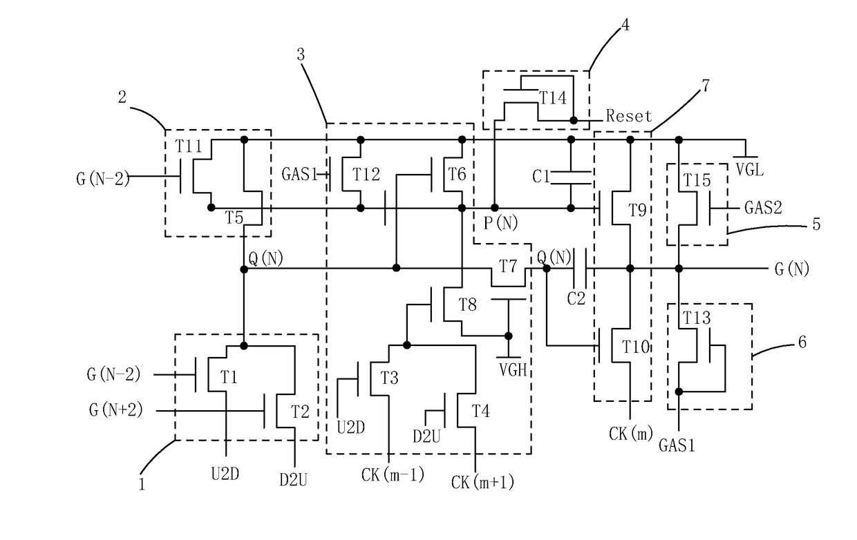 Goa circuit for in-cell type touch display panel