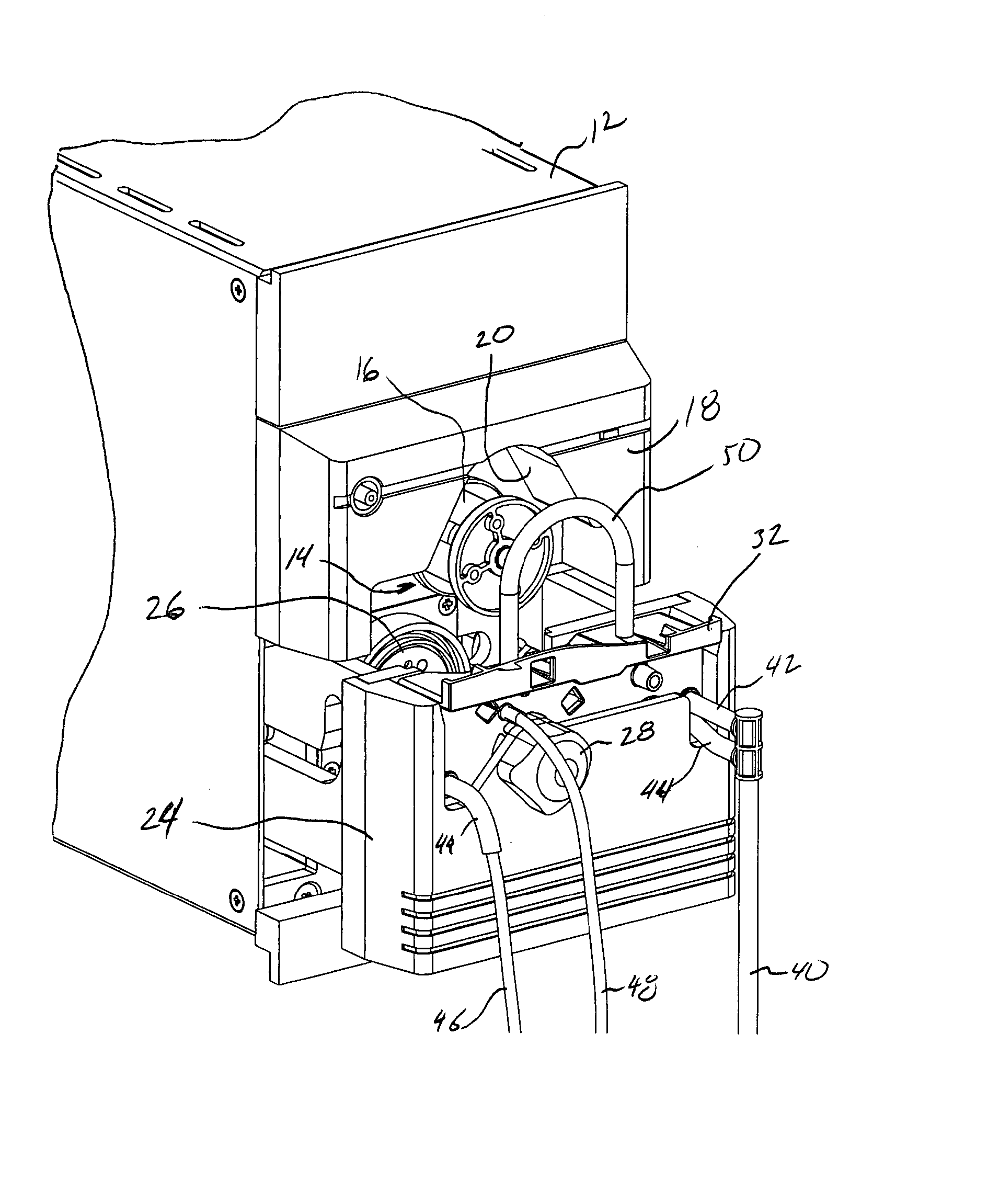 Peristaltic pump with a moveable pump head