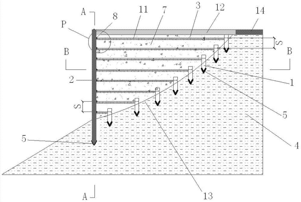 An anti-sliding key-steel pipe pile composite structure and method for repairing collapsed subgrade