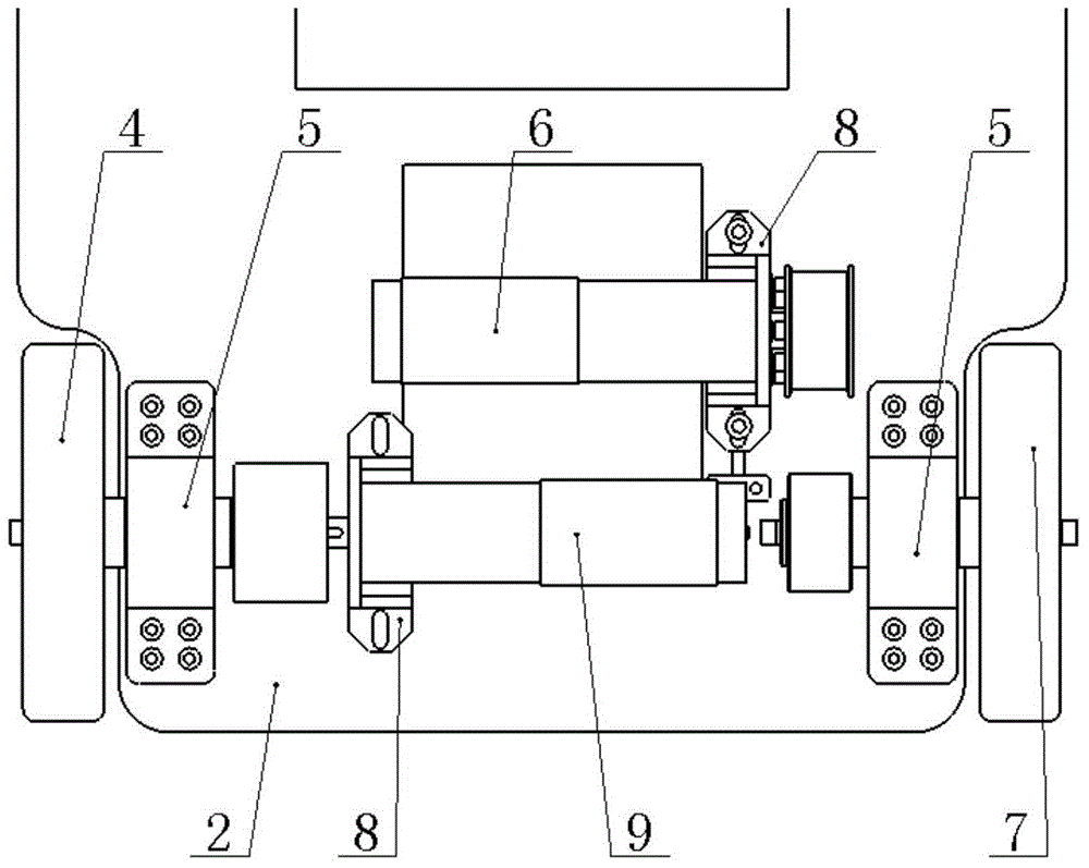 Four-wheel trolley chassis structure with suspension