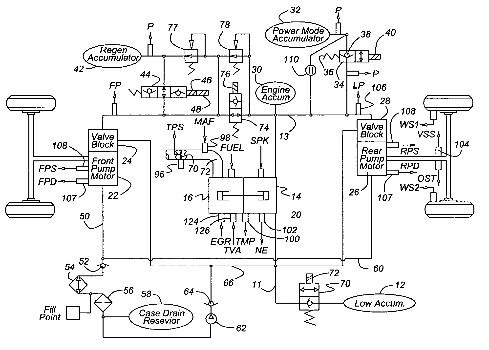 Multiple pressure mode operation for hydraulic hybrid vehicle powertrain