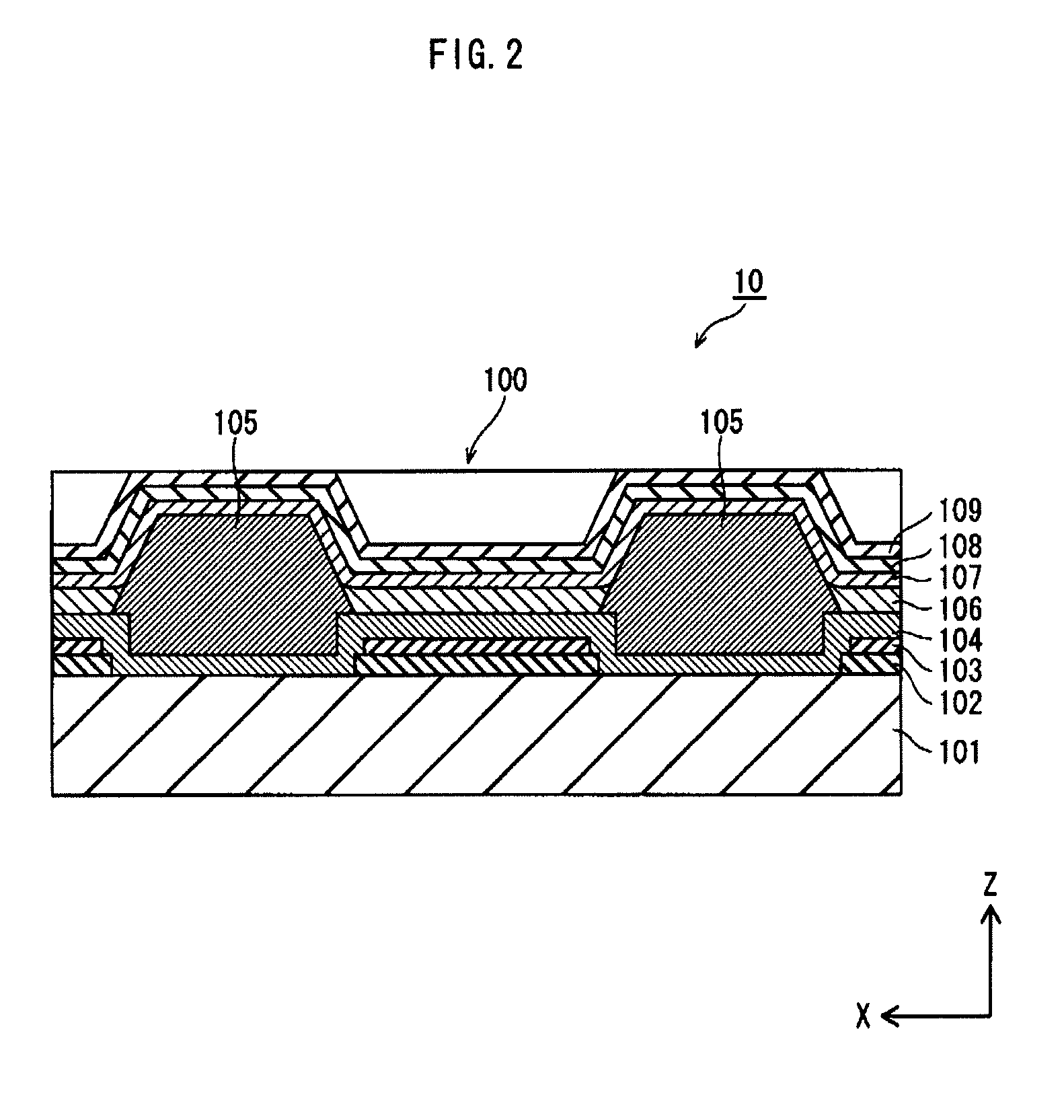Display device for controlling an organic light emitting layer thickness