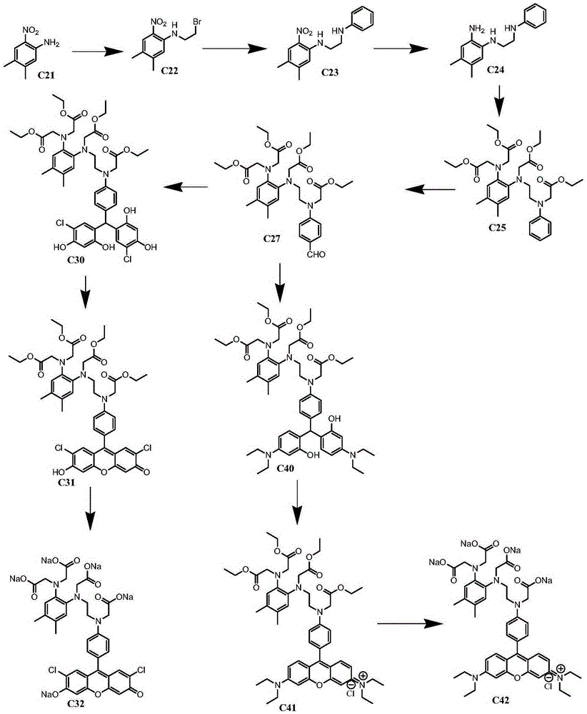 A kind of compound and application thereof for measuring metal ion content in water environment