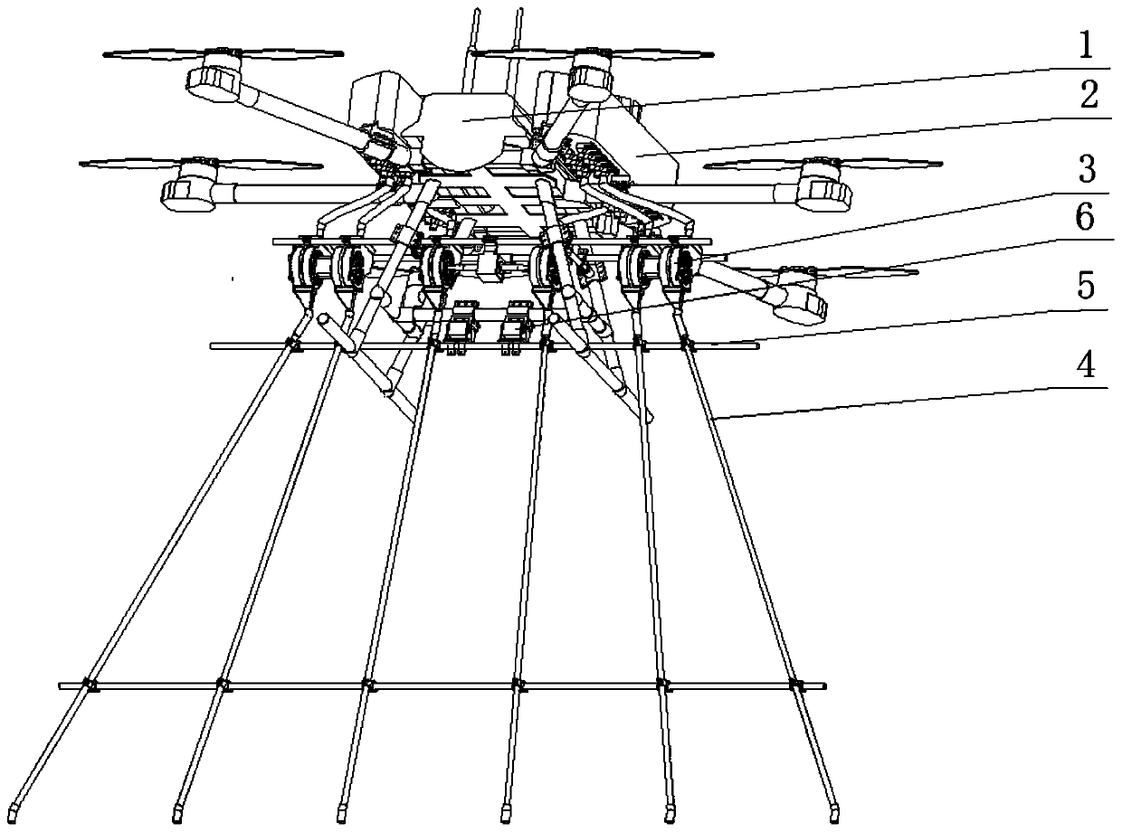 A near-ground aerial precision sowing device for spherical small particle size seed crops