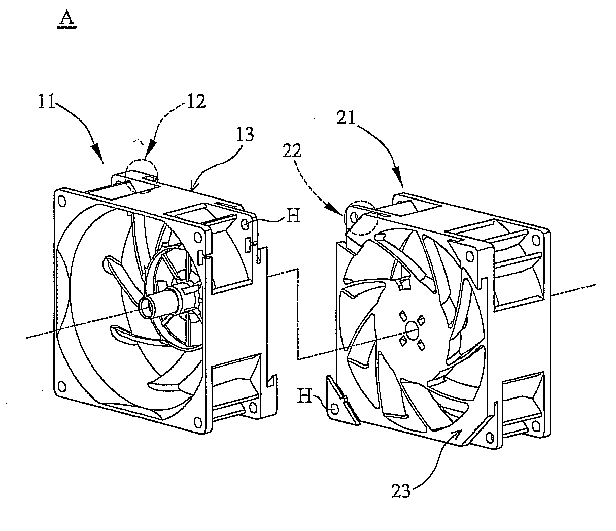 Series fan and frame set thereof
