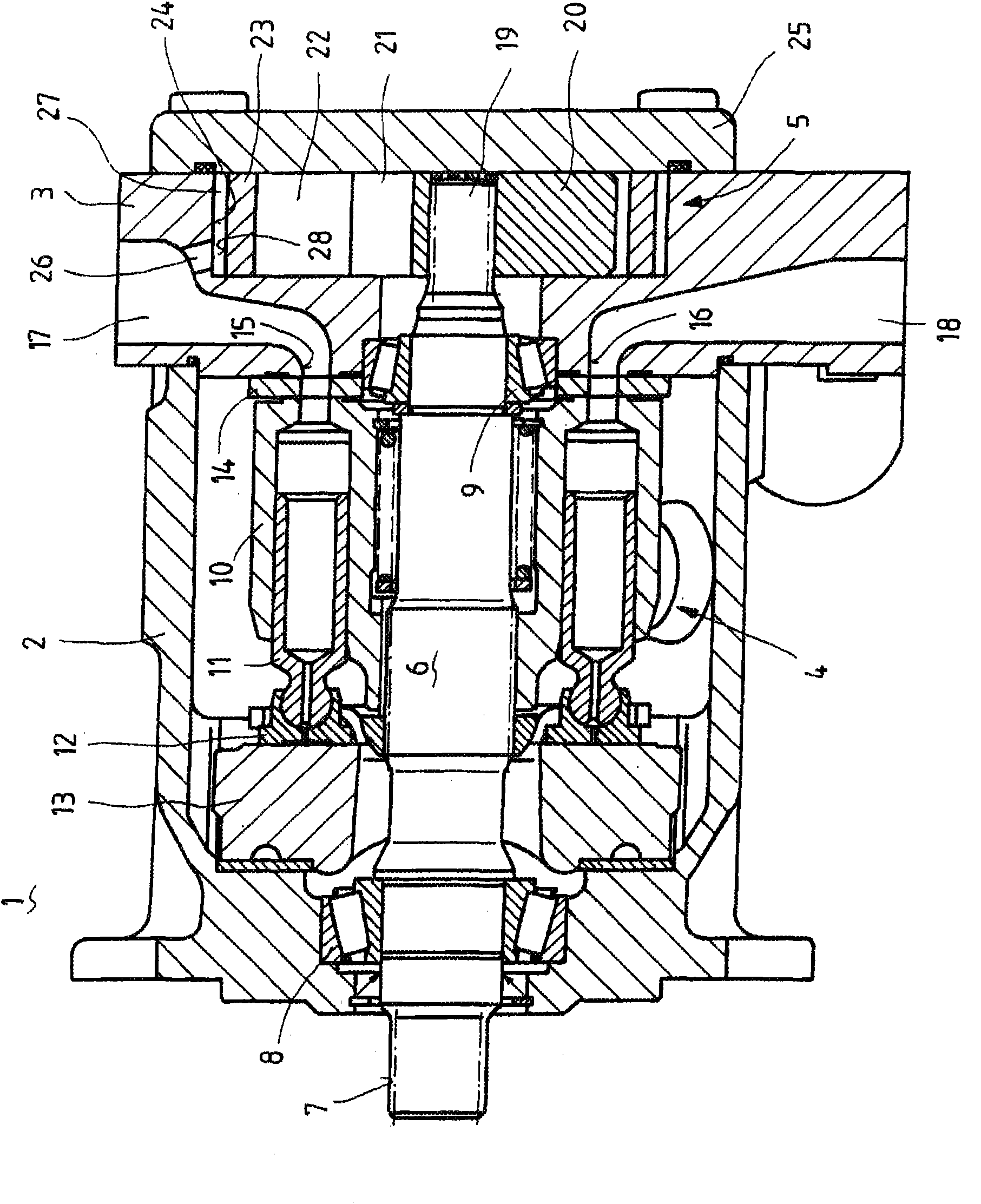 Pump unit with a main pump and a charging pump with a variable pump capacity