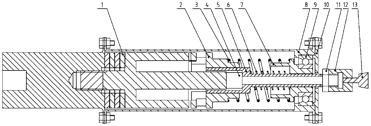 Rotary impact type ultrasonic rock grinding device driven by single energy flow