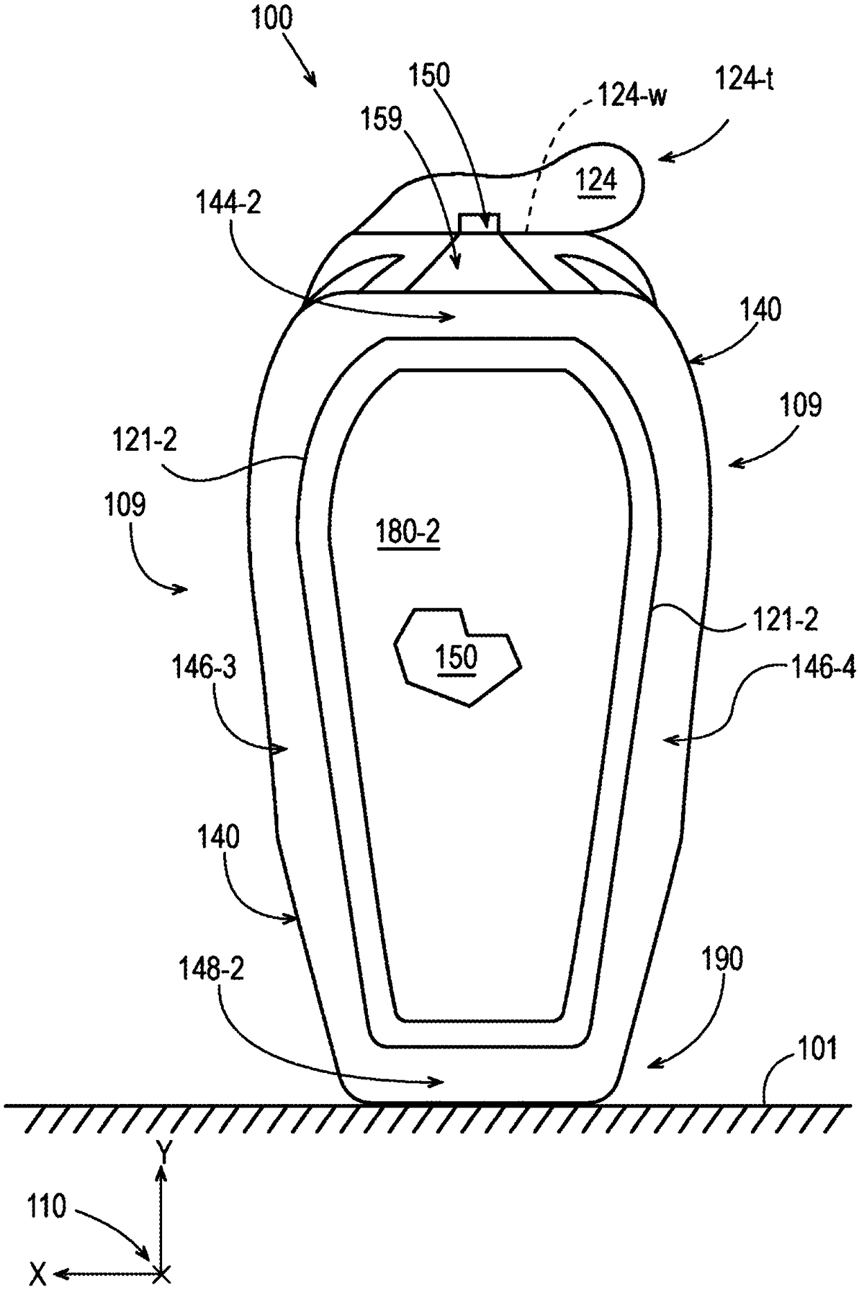 Flexible containers with bottom support structure