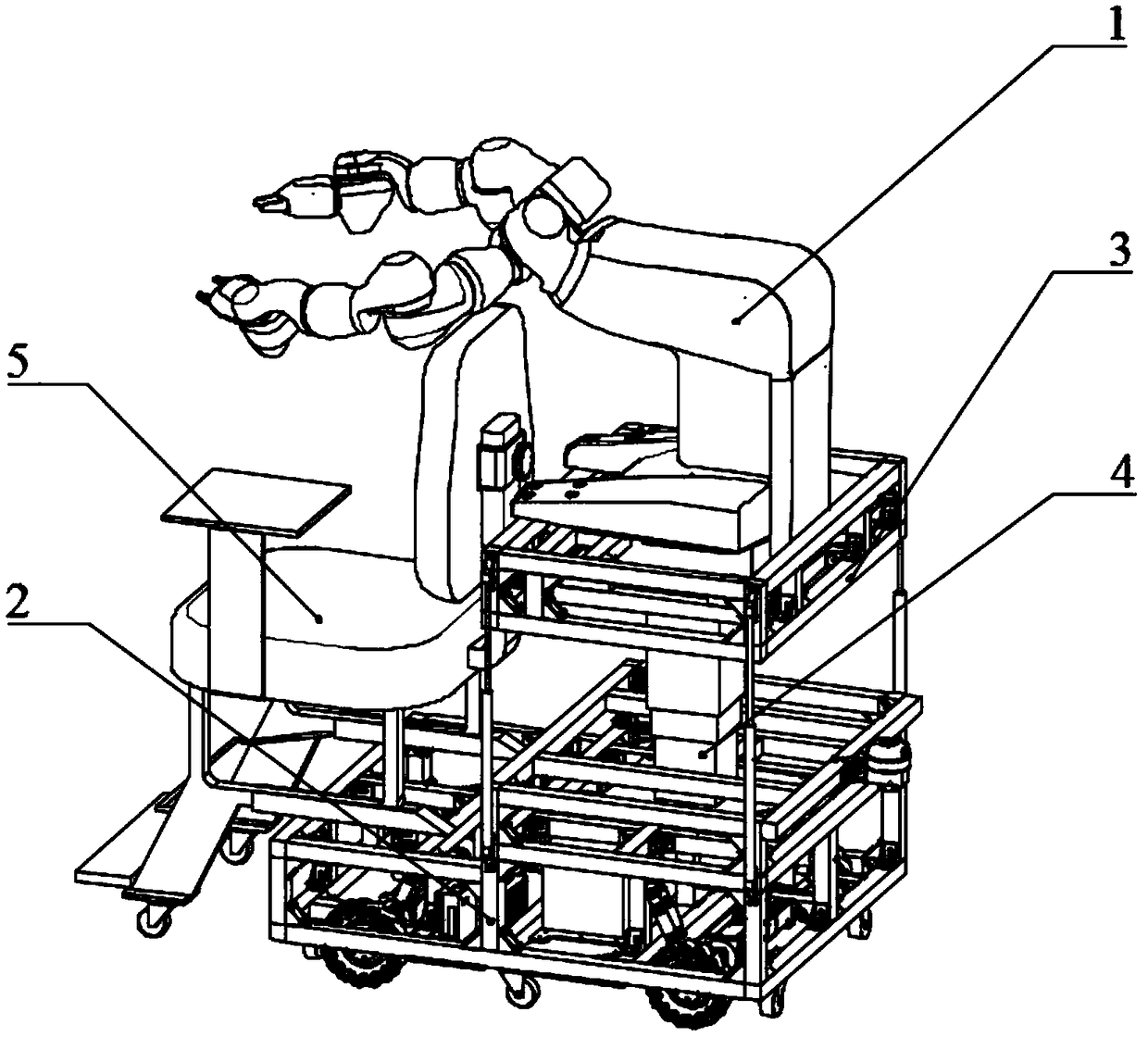 Carrying type two-arm omni-directional moving nursing robot