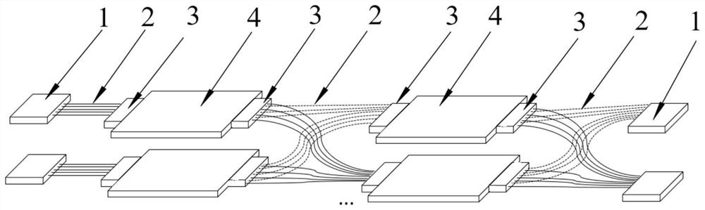 Combination device of planar optical waveguide and multi-core optical fiber connector