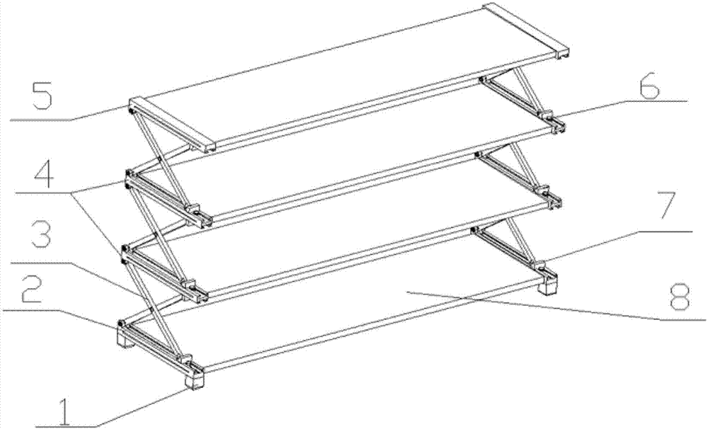 Foldable shoe rack with adjustable height