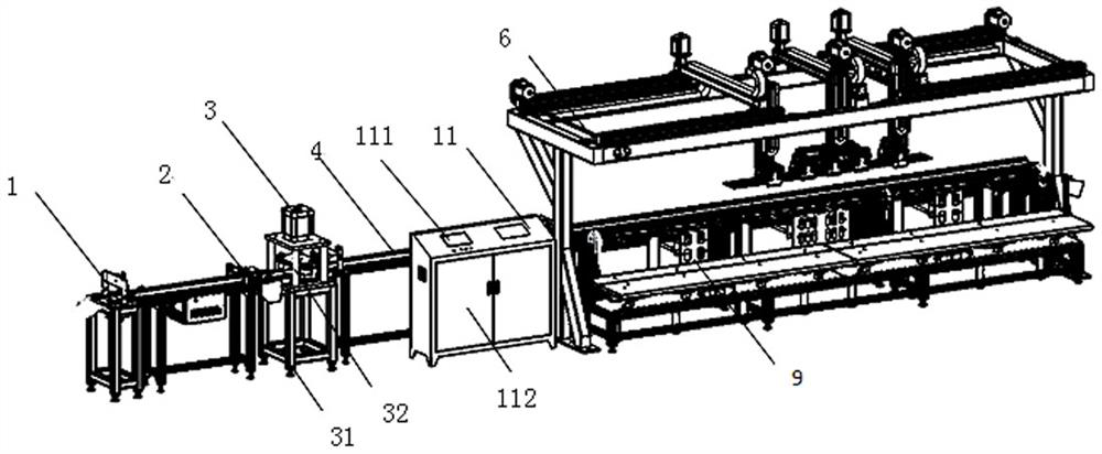 Automatic detecting, transferring, overturning and stacking device for ultrathin strip-shaped pore plate corrugated plates and using method