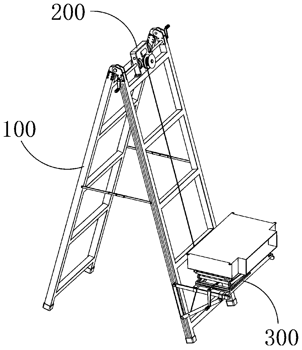 Manual lift type ladder for installation of air conditioners, chandeliers and other electrical appliances