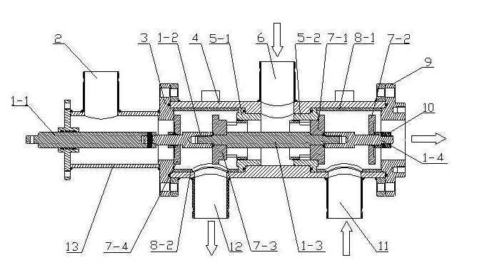 Axially-sealed fluid pressure switcher with reciprocating sliders