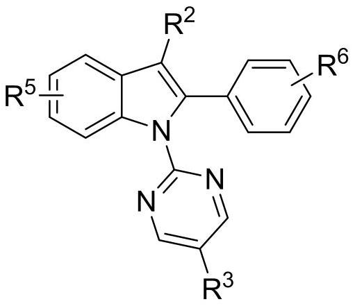 A kind of diamine monomer containing pyrimidine and indole structure and preparation method thereof