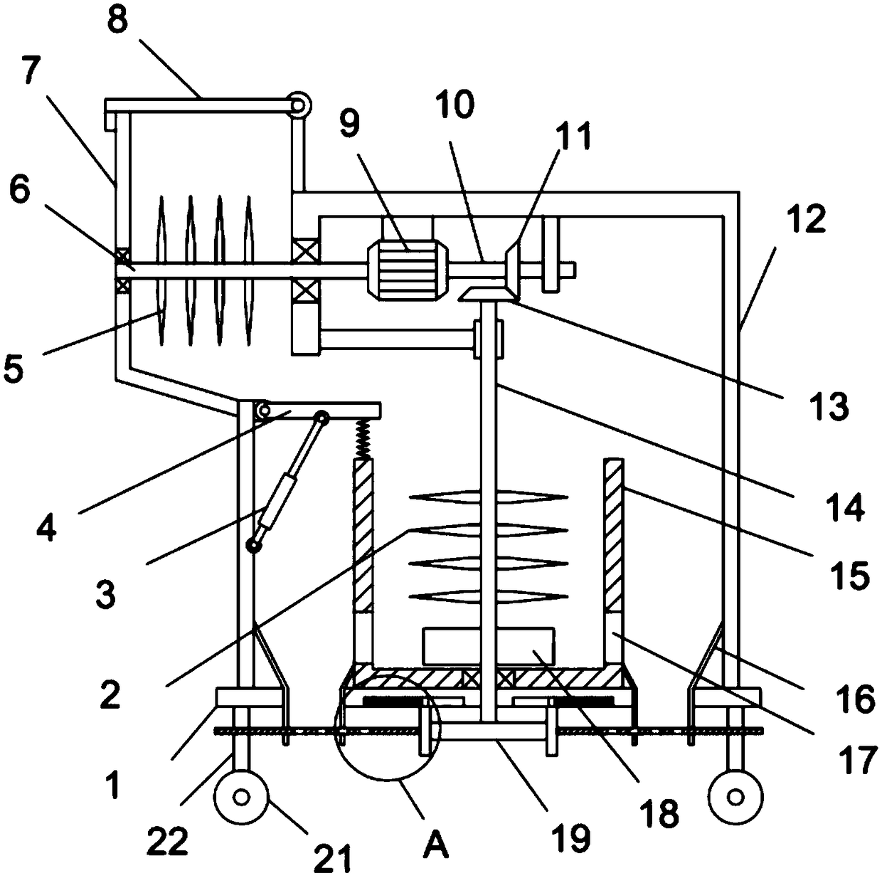 Straw crushing and reusing device for returning straw to field