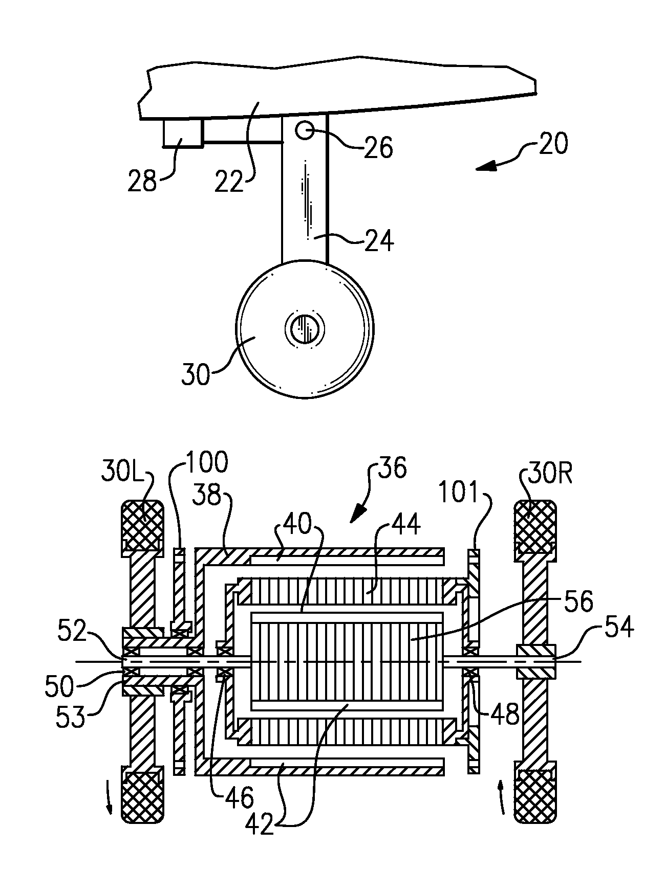 Transverse flux machine utilized as part of a combined landing gear system