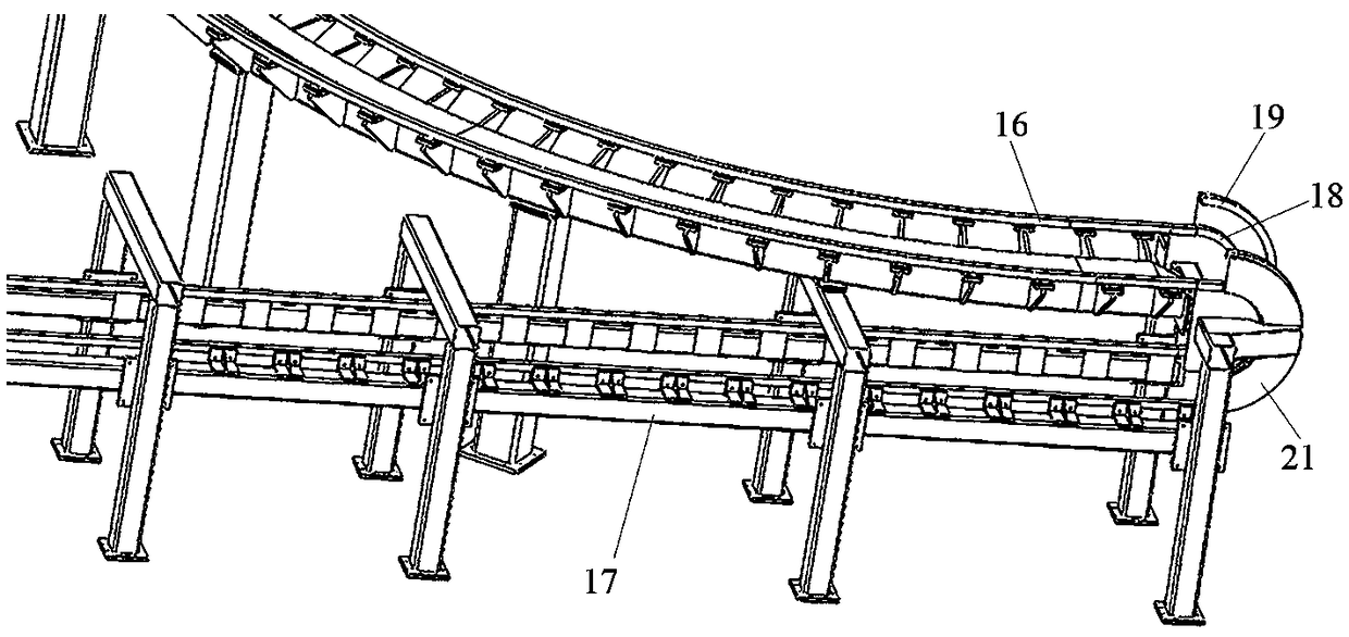 Calcium carbide conveying line and conveying track thereof