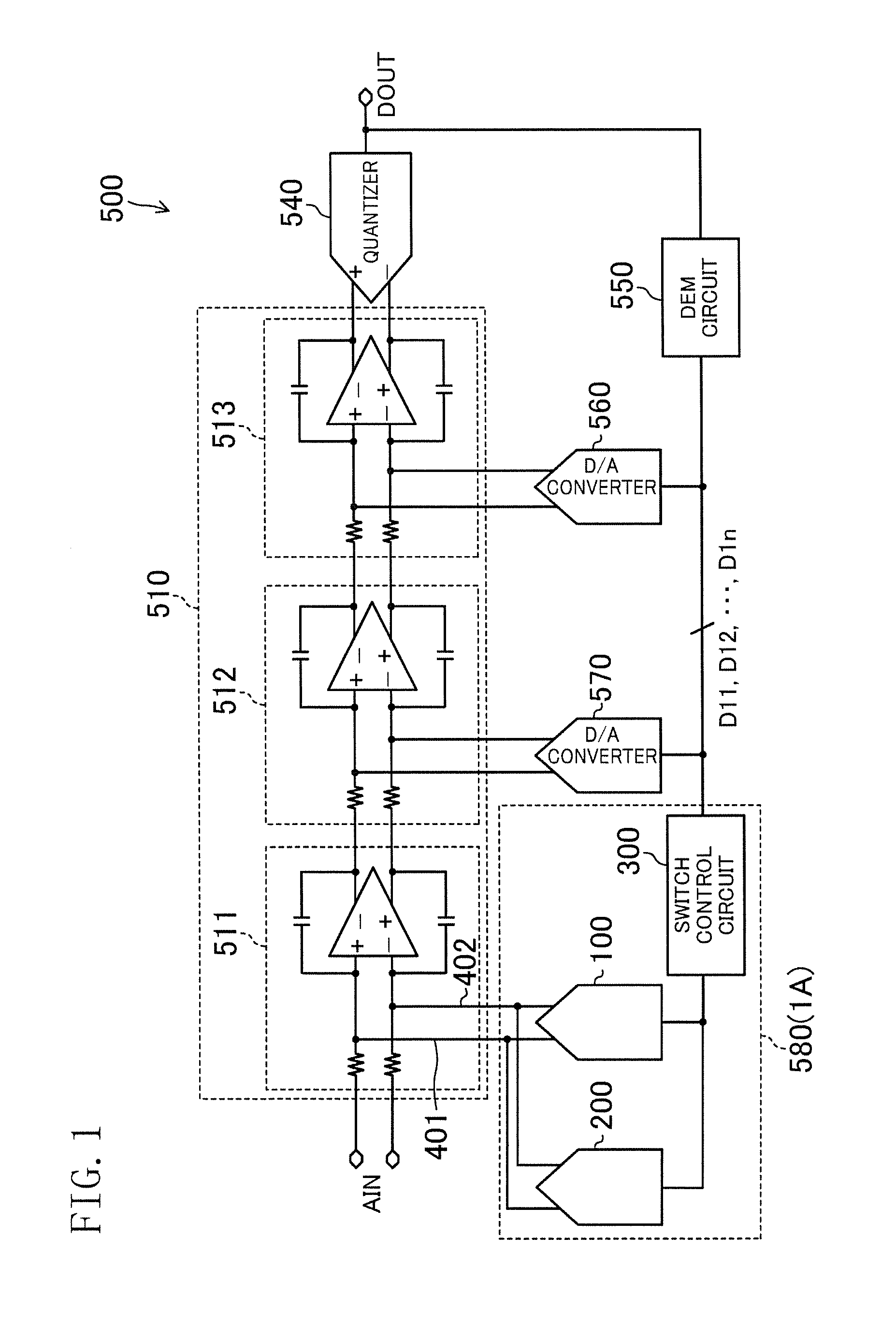 Current type D/A converter, delta sigma modulator, and communications device