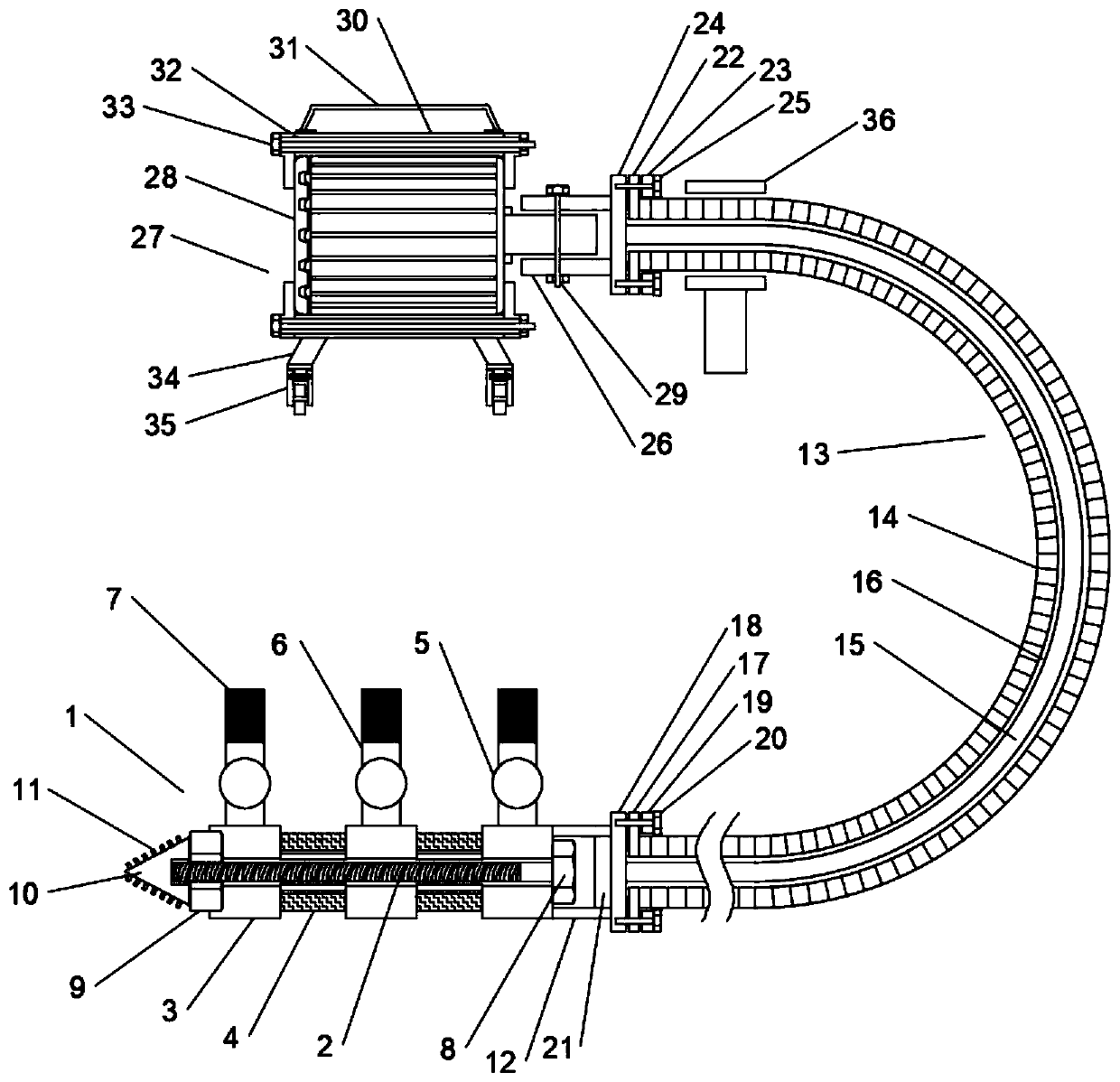 Sewer pipeline dredging device