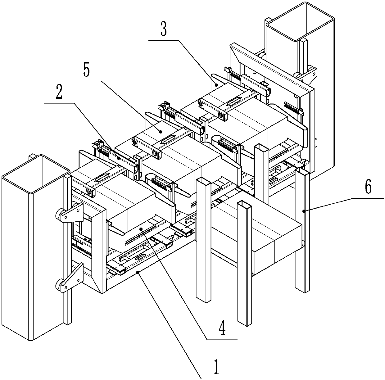 Embracing-clamping type pallet fork mechanism applied to material box stacker