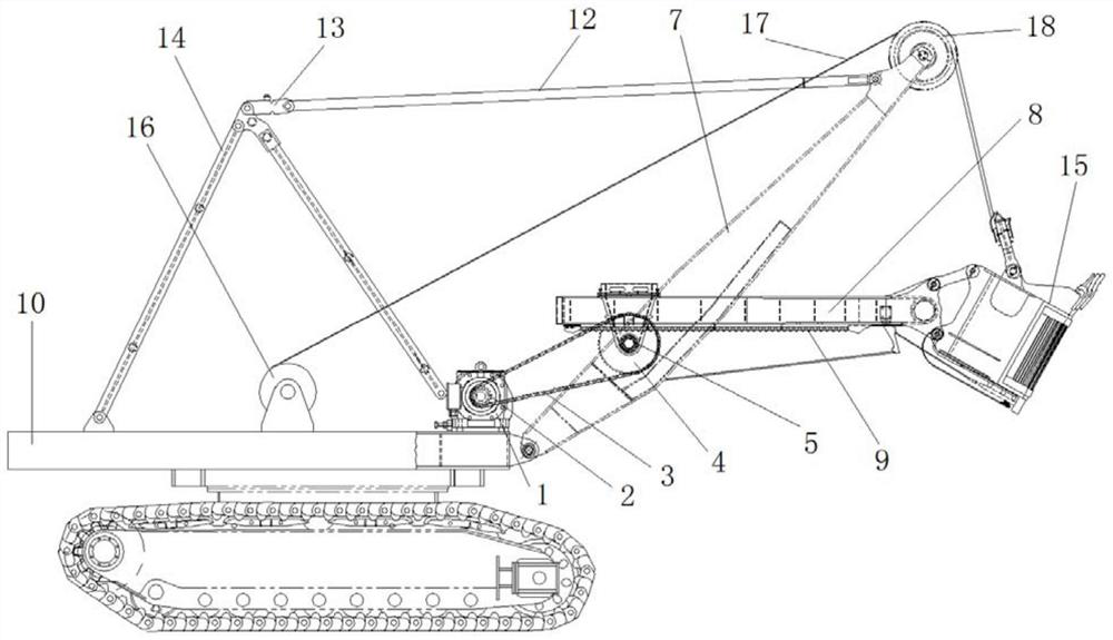 Mining excavator pushing and pressing device and mining excavator