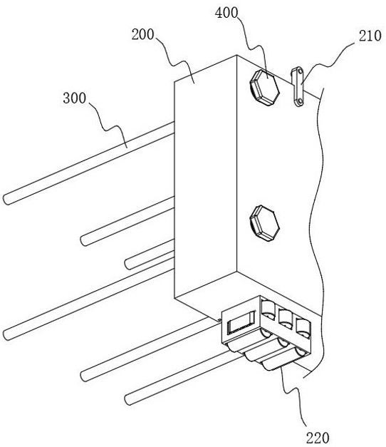 Anchoring device for concrete vibration shaping for side wall building of the deep foundation pit module