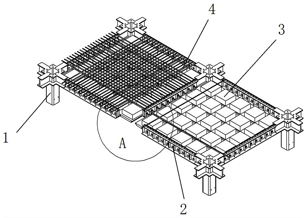 Assembly type steel structure overlapped hollow floor and construction method thereof