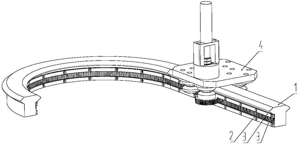 Curve orbit system with sliding blocks having independent driving force