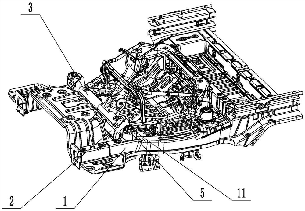 Positioning and mounting structure for rear auxiliary frame of electric vehicle