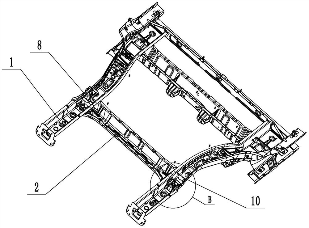 Positioning and mounting structure for rear auxiliary frame of electric vehicle