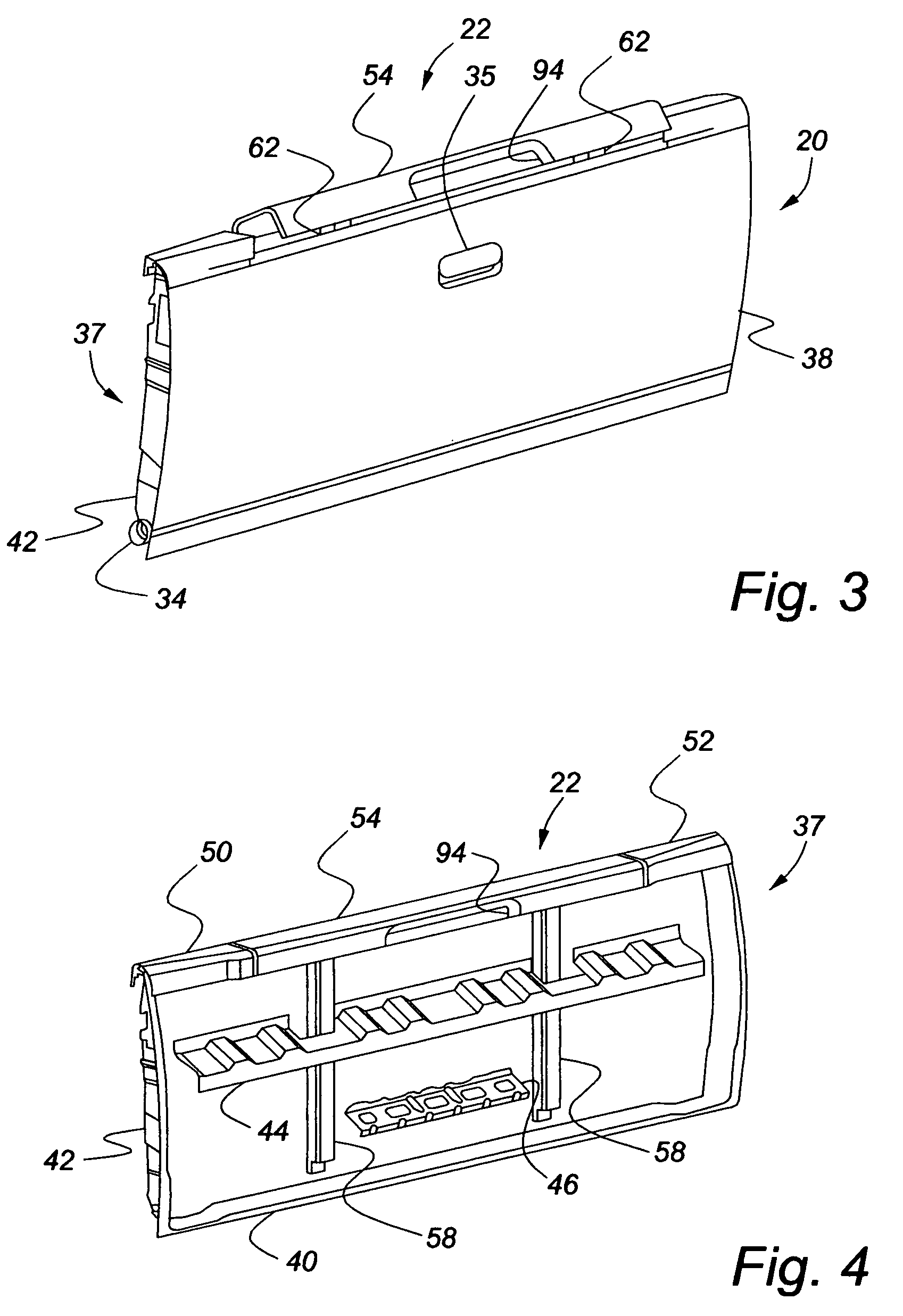 Push button release mechanism for supplemental tailgates