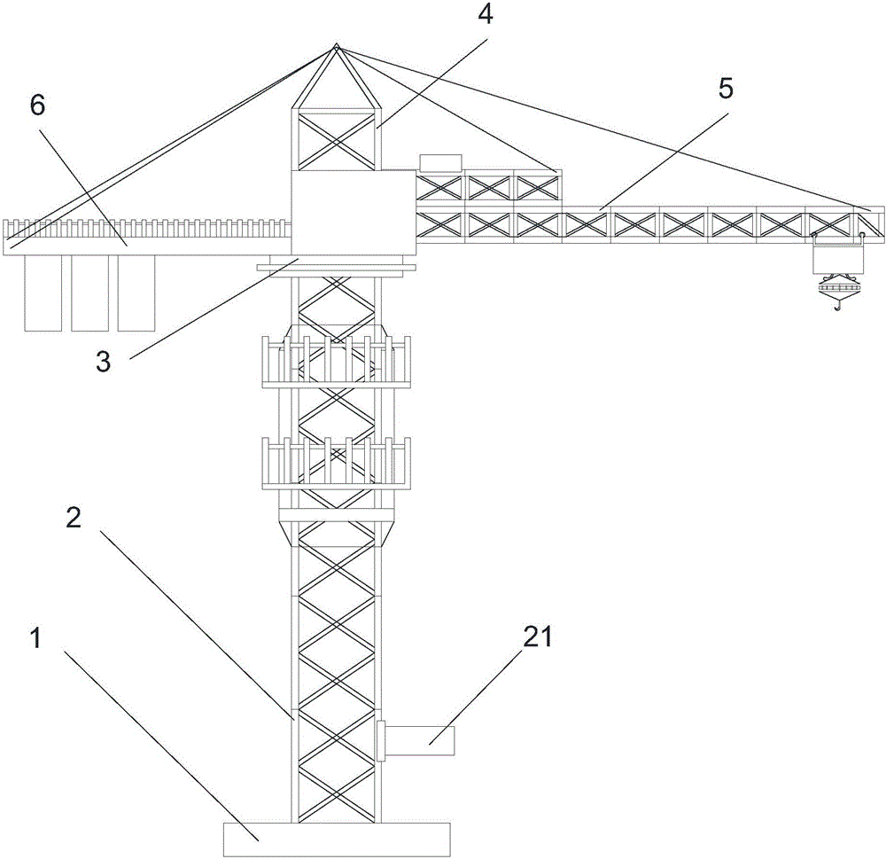 A motion-stabilized tower crane