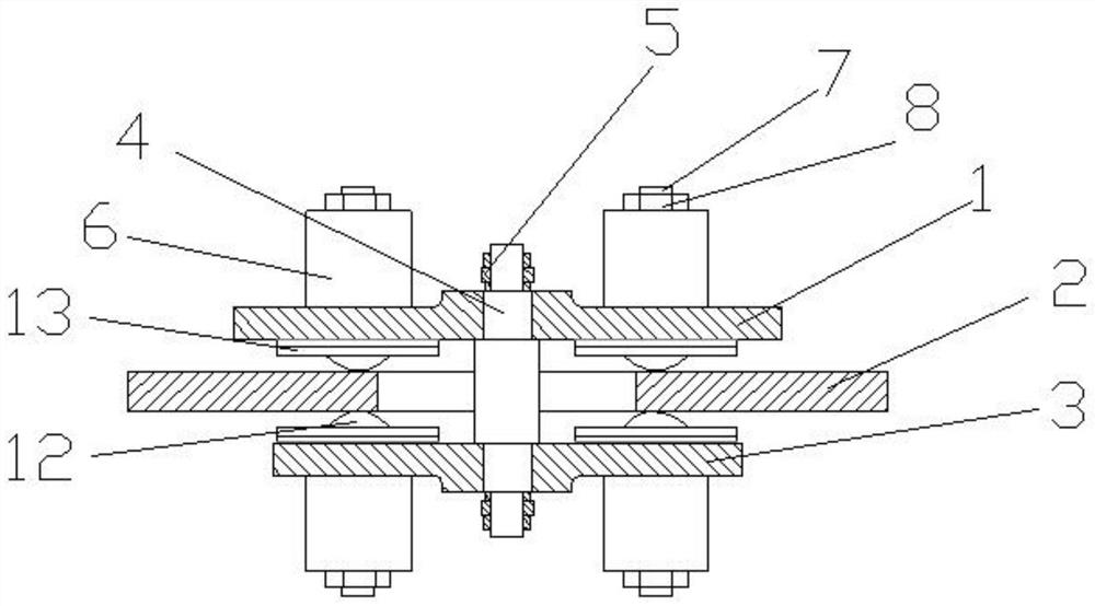 A three-degree-of-freedom support ball bearing