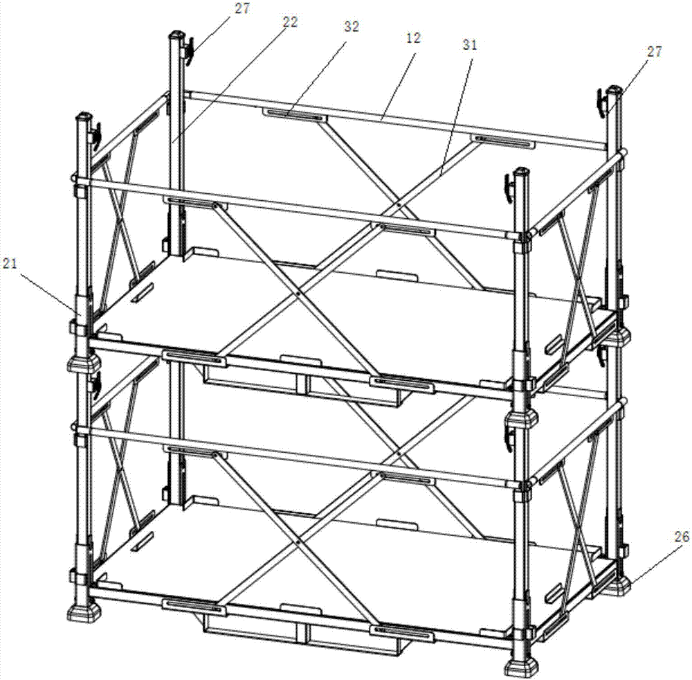 Folding locking-fixing type heightening iron pallet