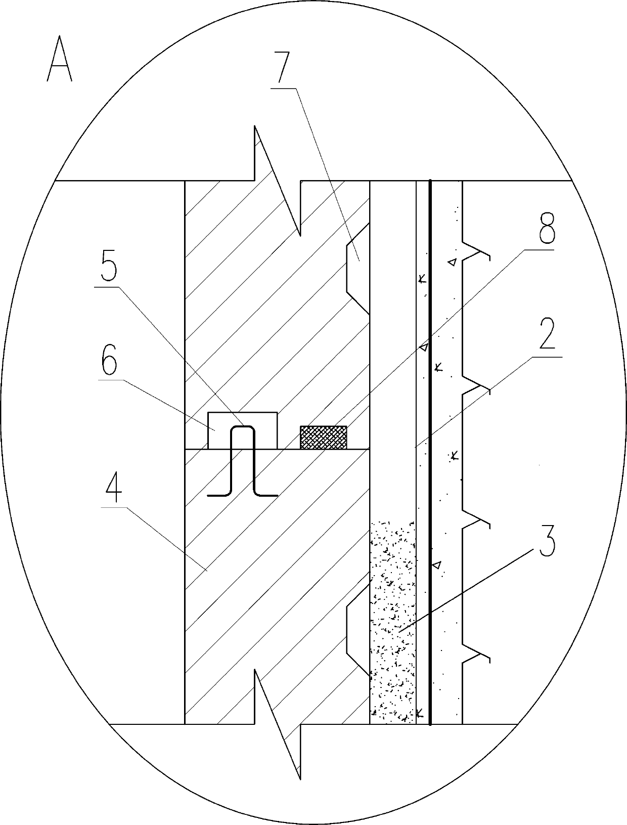 Vertical shaft tunnel concrete lining structure and method