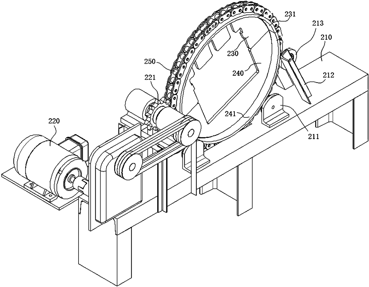 Track frame mounting turnover device