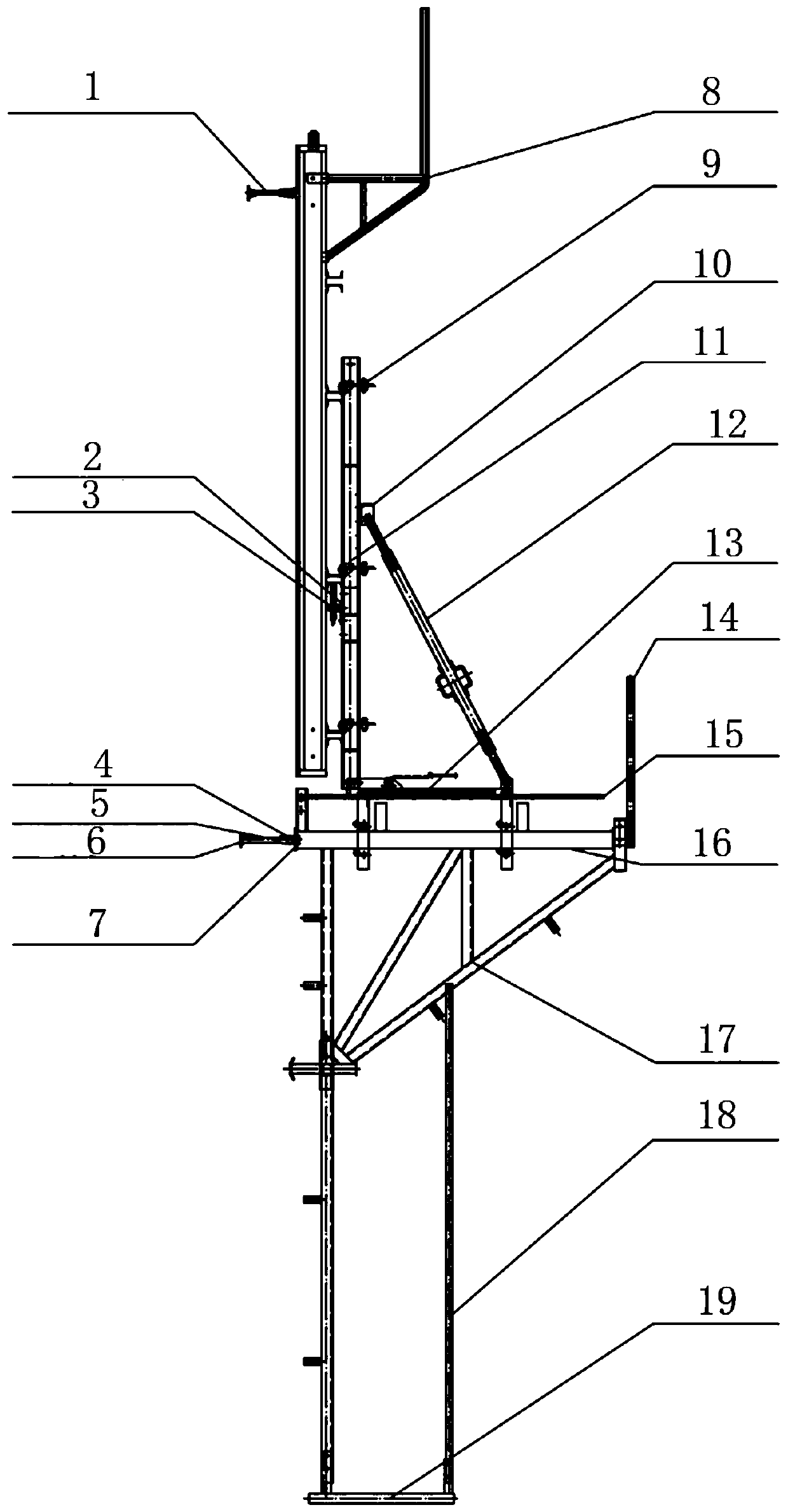 Bridge hollow-pier cantilever formwork and construction method thereof