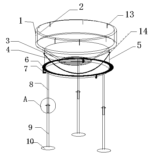 Lifting welding spattering falling preventing device