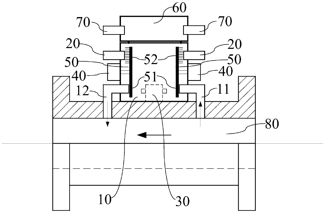 Online measuring device for turbidity of water supply pipe network based on ultrasonic waves