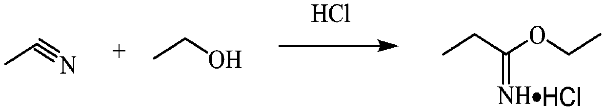 Process for continuously producing ethyl N-cyanoethylimidoate hydrochloride